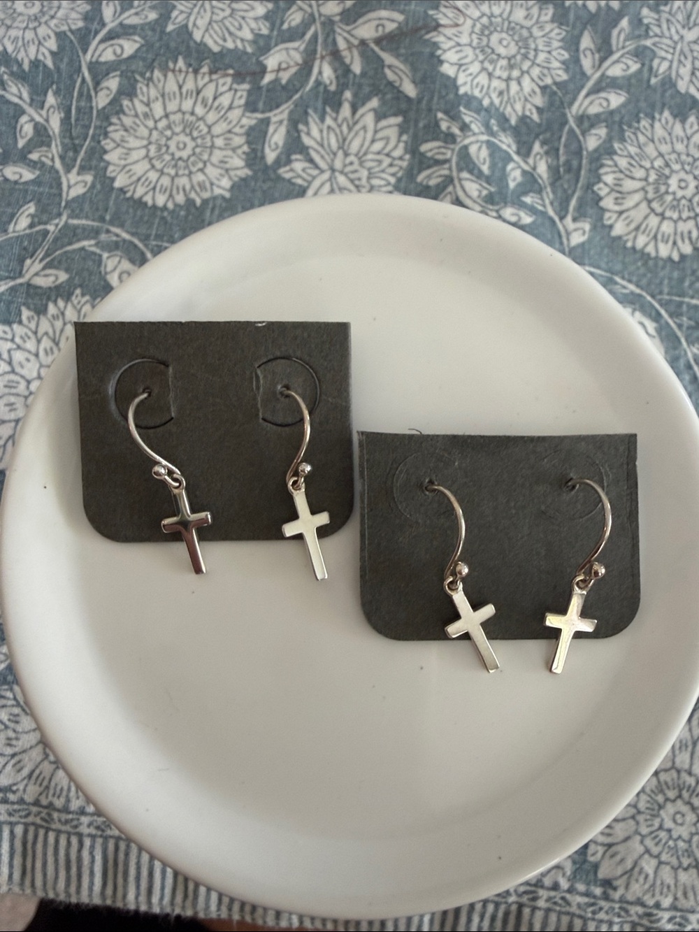 Elegant Sterling Silver Cross Drop Earrings for Women - Picture 4 of 4